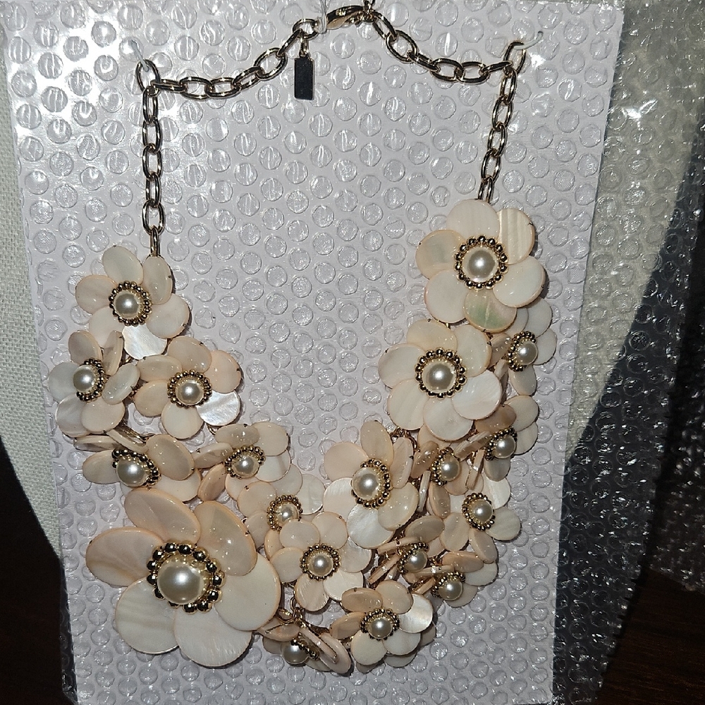 Kate Spade Cream Floral Necklace with Pearl Accents